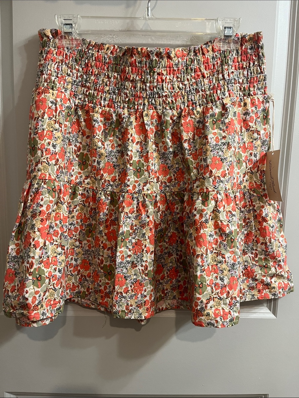 Universal Thread Coral Floral Smocked Tiered Skirt